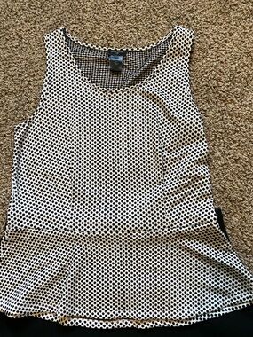 Ann Taylor Black and White Polka Dot Peplum Tank
